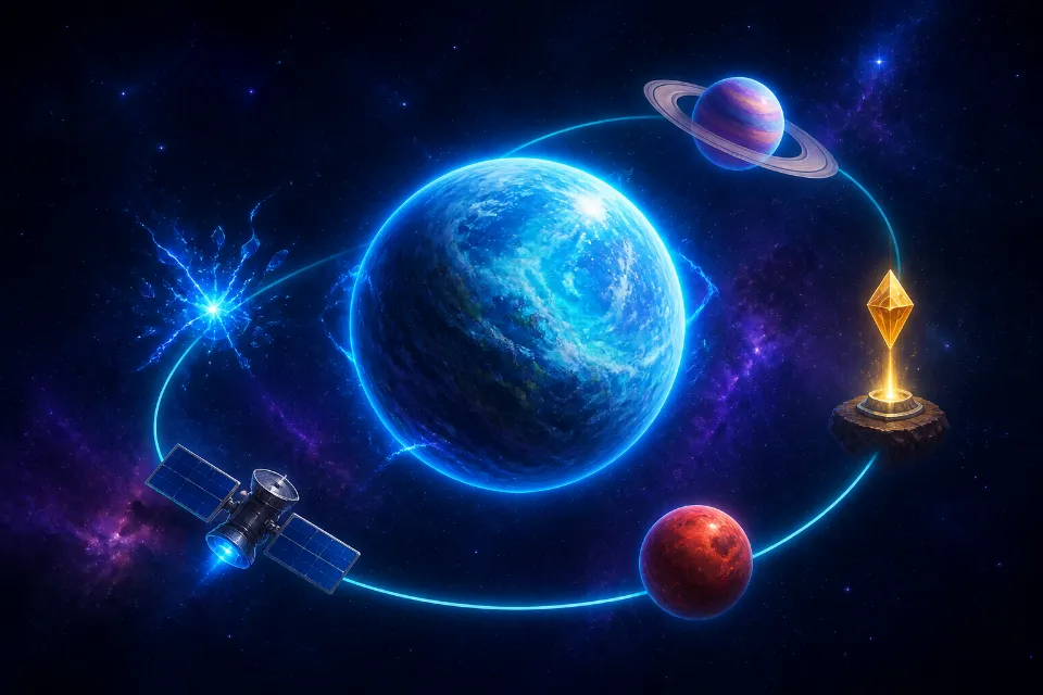 Planet Clicker progression from Energy and satellites to new planets