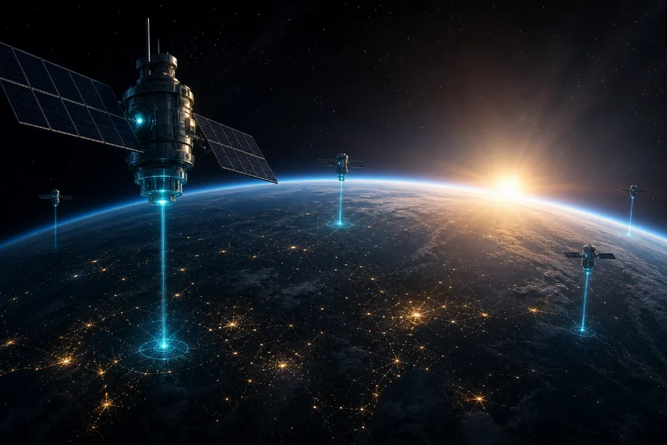 Realistic automated generators producing Energy above Earth at dawn